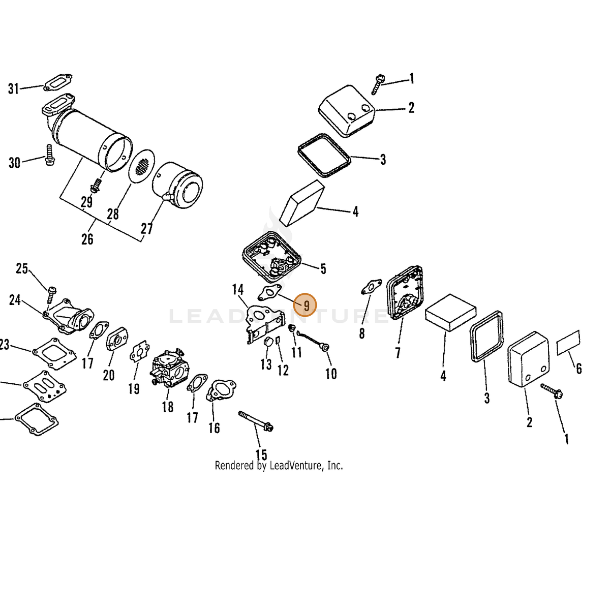 ECHO part 39021410461 — IPL diagram snippet (6x zoom, amber highlight)