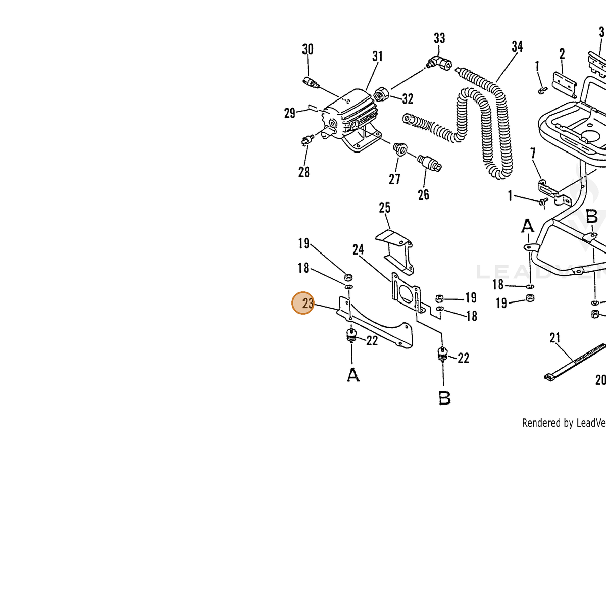 ECHO part 39025010560 — IPL diagram snippet (6x zoom, amber highlight)