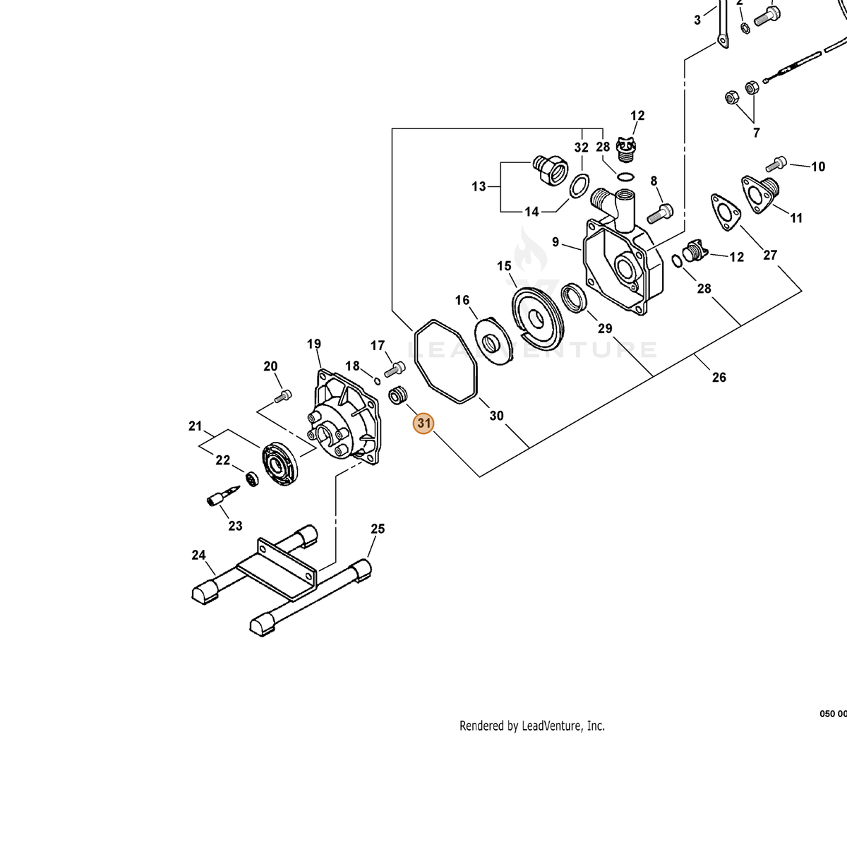 ECHO part 40010012620 — IPL diagram snippet (6x zoom, amber highlight)