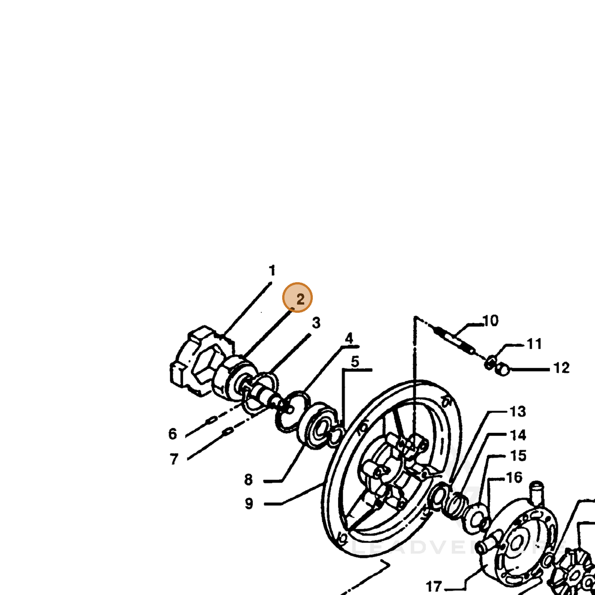 ECHO part 40010501110 — IPL diagram snippet (6x zoom, amber highlight)