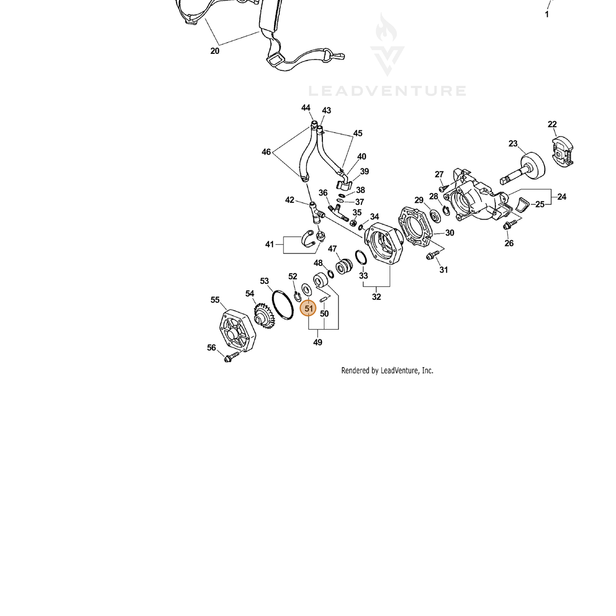 ECHO part 40011111410 — IPL diagram snippet (6x zoom, amber highlight)
