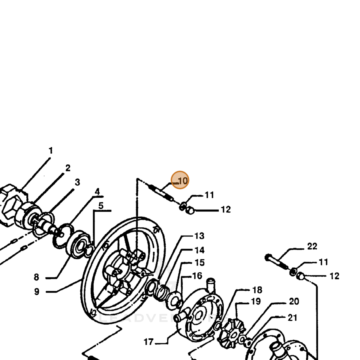 ECHO part 40091100910 — IPL diagram snippet (6x zoom, amber highlight)