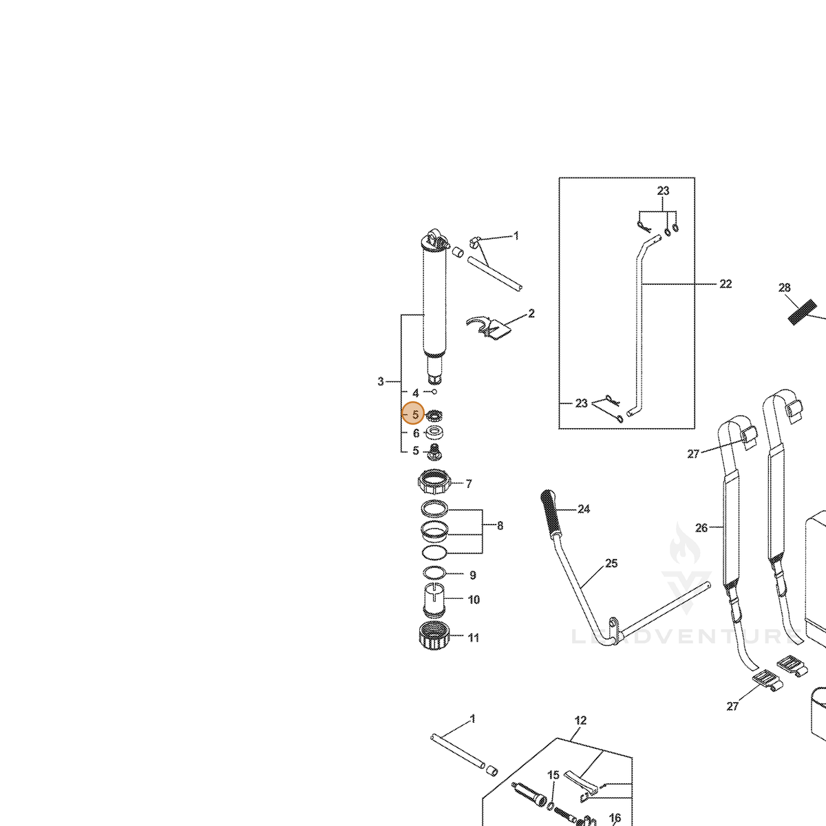 ECHO part 4017000 — IPL diagram snippet (6x zoom, amber highlight)