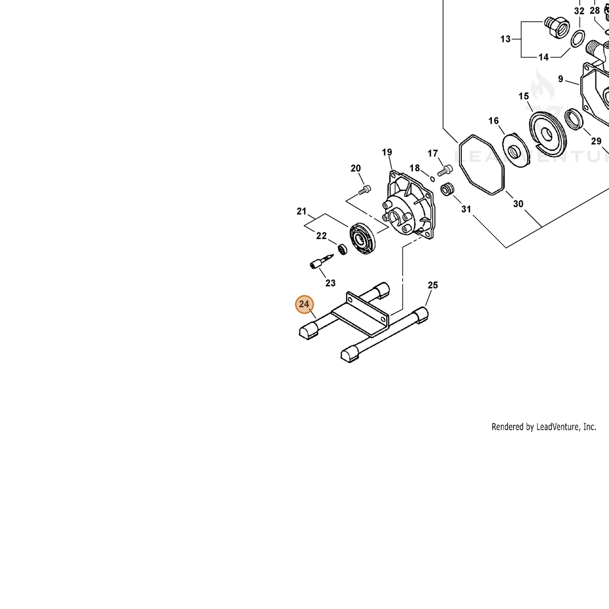 ECHO part 40391012620 — IPL diagram snippet (6x zoom, amber highlight)