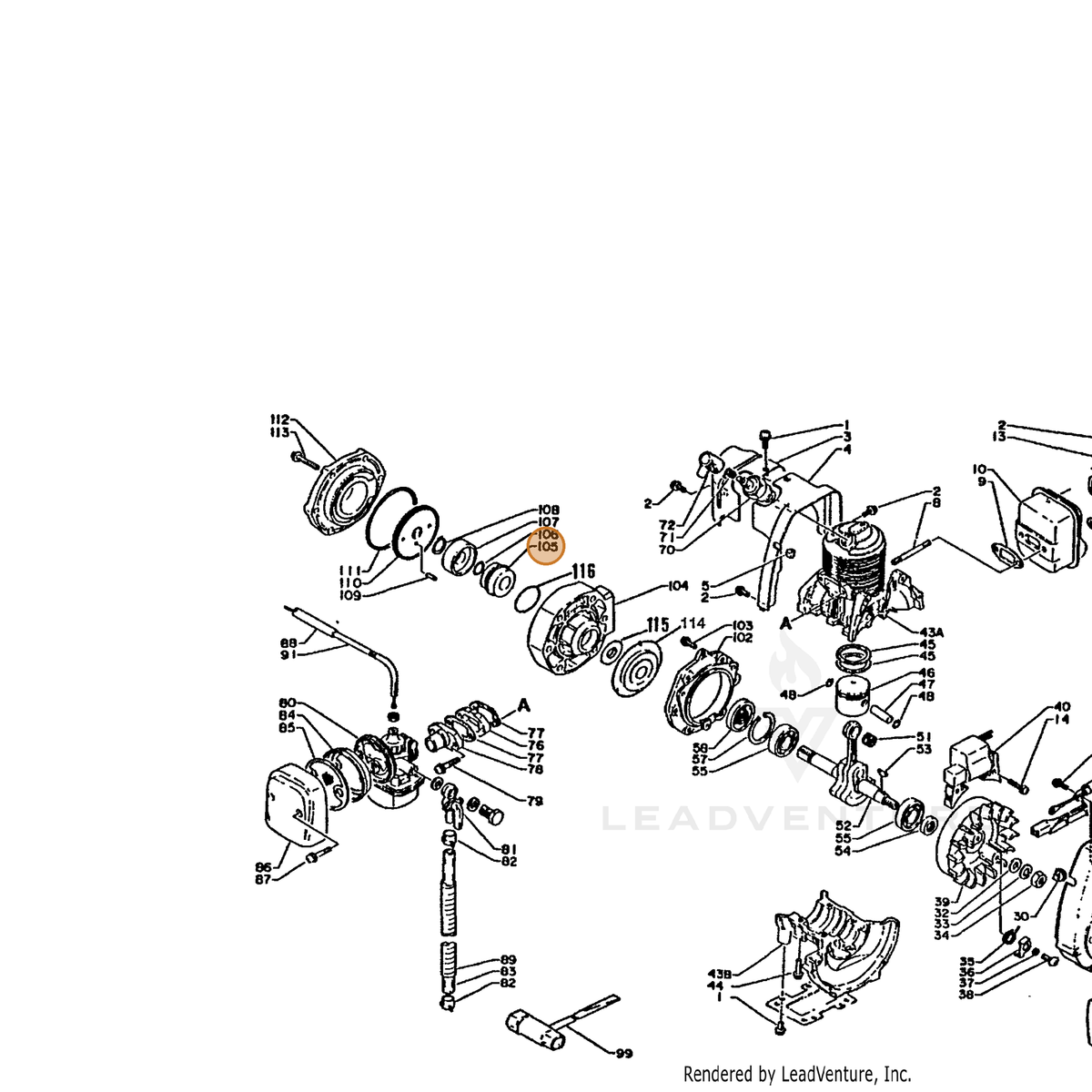 ECHO part 40510011010 — IPL diagram snippet (6x zoom, amber highlight)