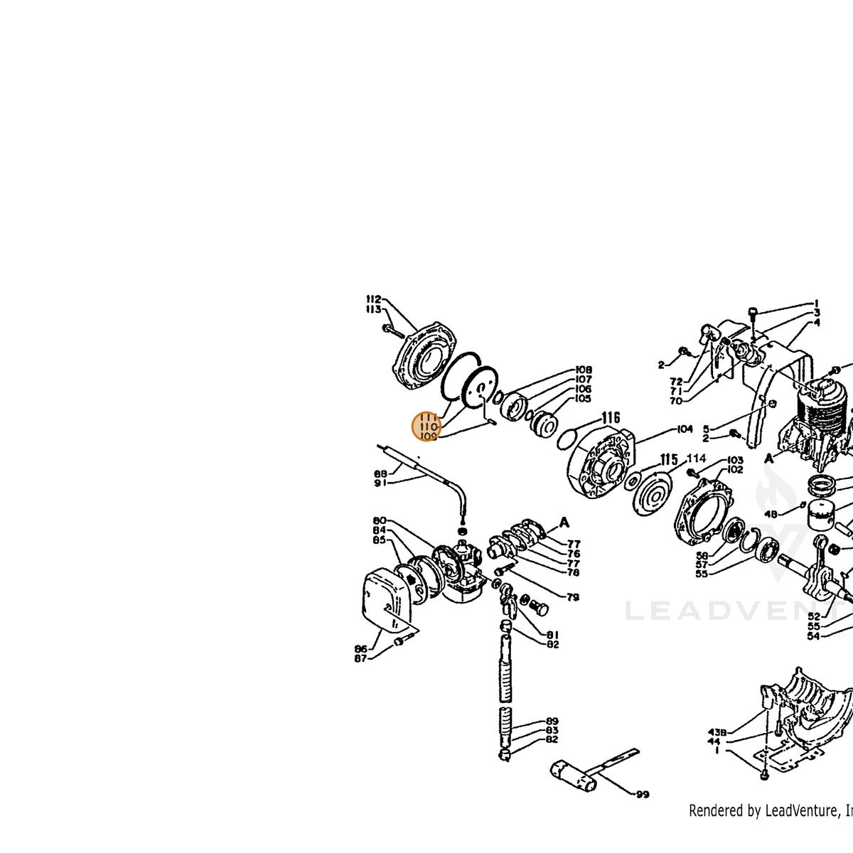 ECHO part 40511010512 — IPL diagram snippet (6x zoom, amber highlight)