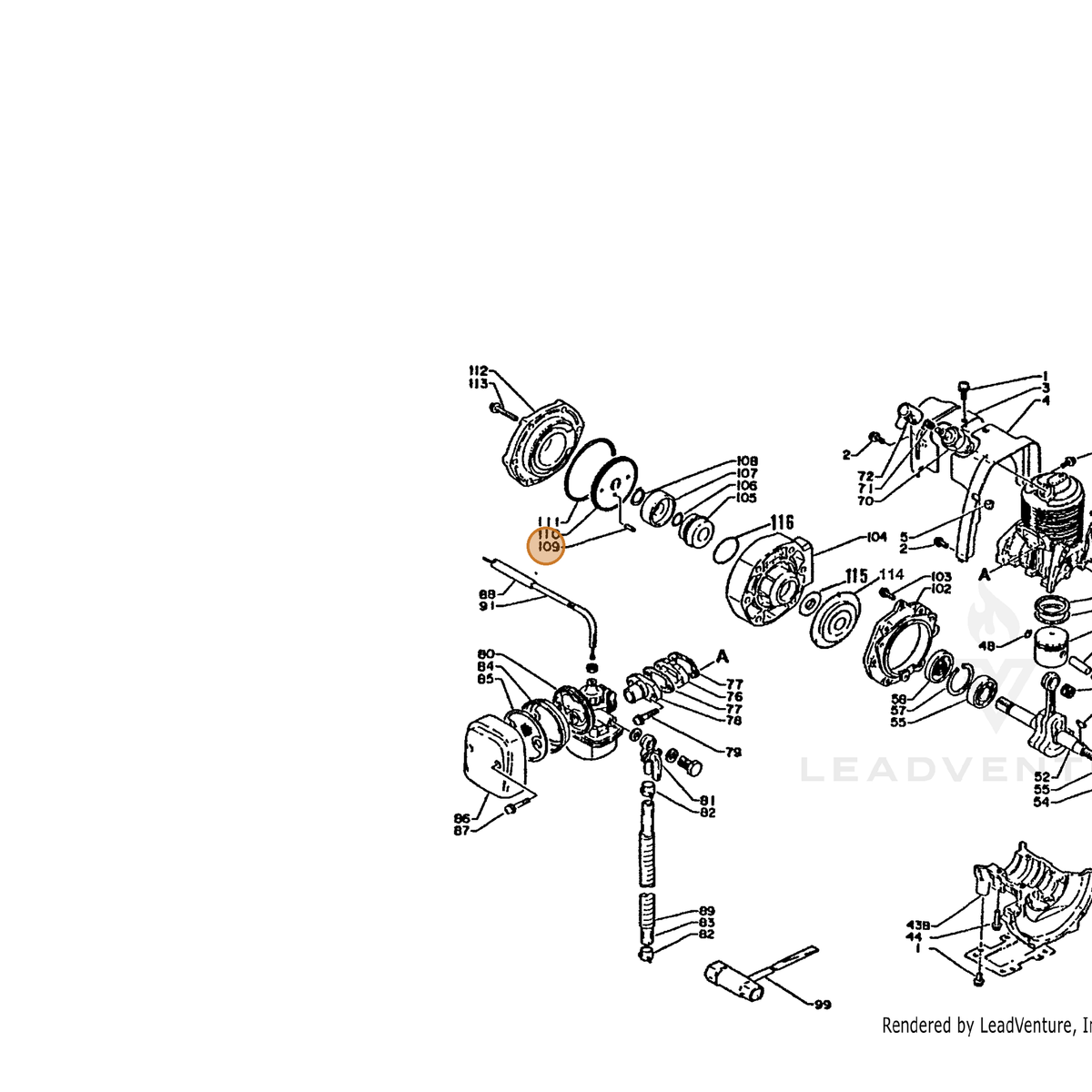 ECHO part 40511310510 — IPL diagram snippet (6x zoom, amber highlight)