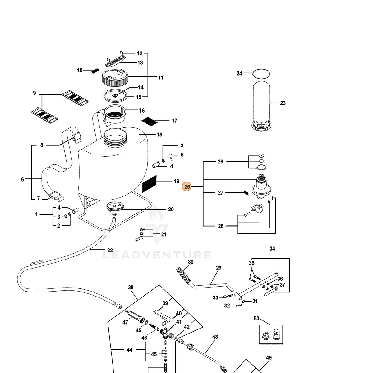 ECHO part 4130816 — IPL diagram snippet (6x zoom, amber highlight)