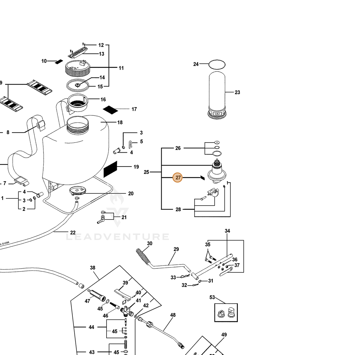ECHO part 4132553 — IPL diagram snippet (6x zoom, amber highlight)
