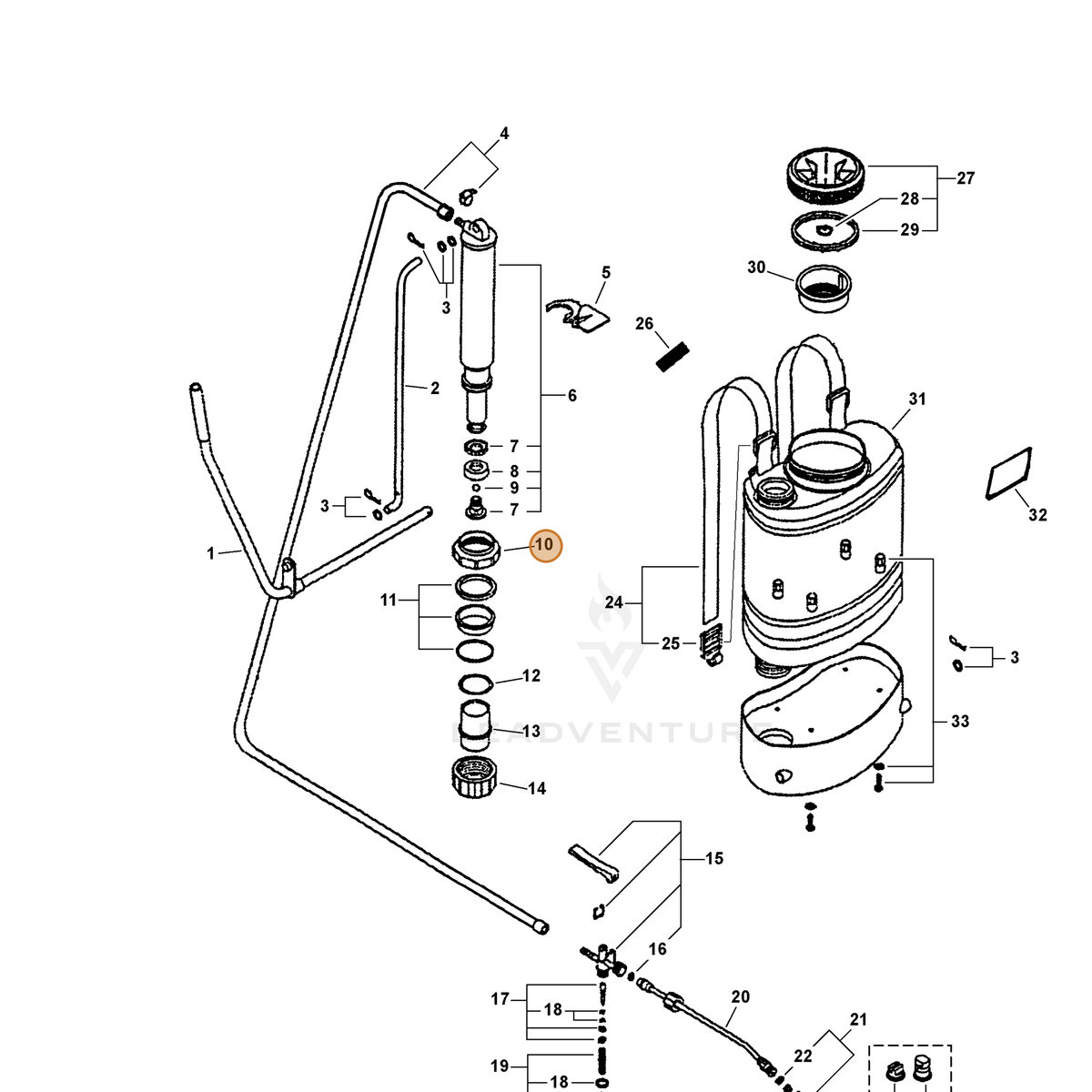 ECHO part 4147000 — IPL diagram snippet (6x zoom, amber highlight)