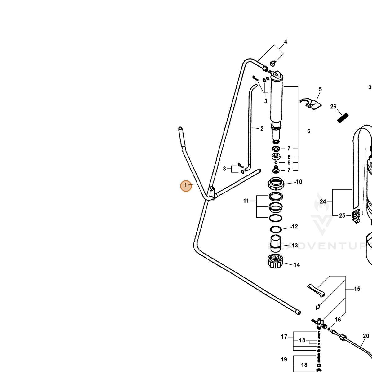ECHO part 4148000 — IPL diagram snippet (6x zoom, amber highlight)