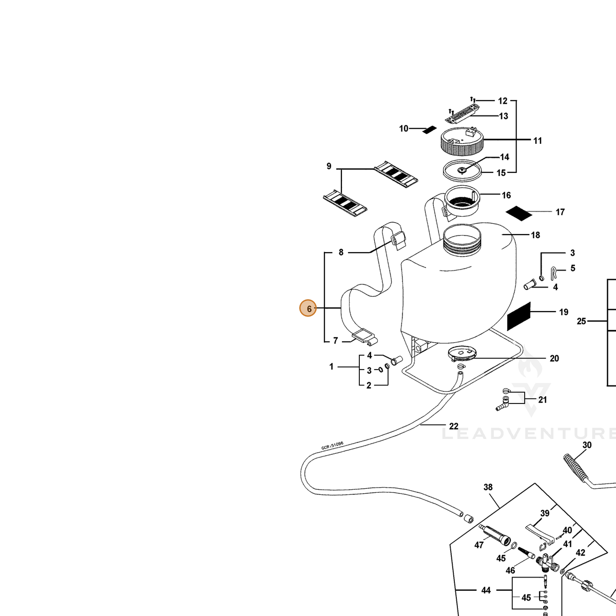 ECHO part 4150000 — IPL diagram snippet (6x zoom, amber highlight)
