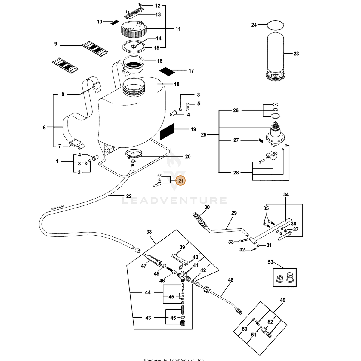 ECHO part 4160000 — IPL diagram snippet (6x zoom, amber highlight)