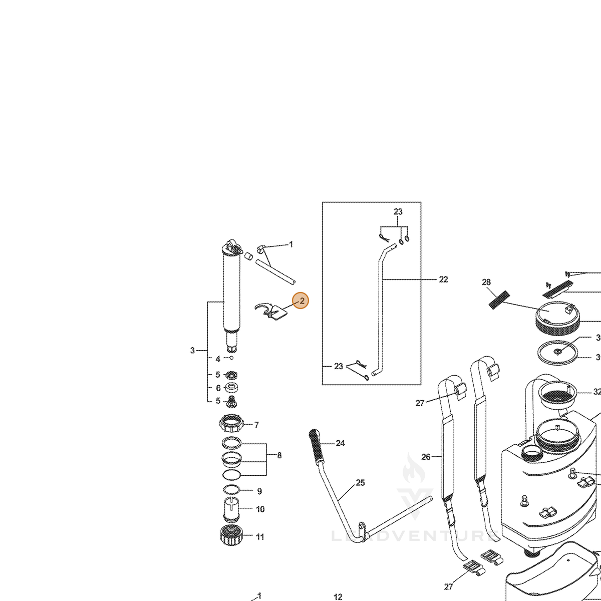 ECHO part 4175000 — IPL diagram snippet (6x zoom, amber highlight)