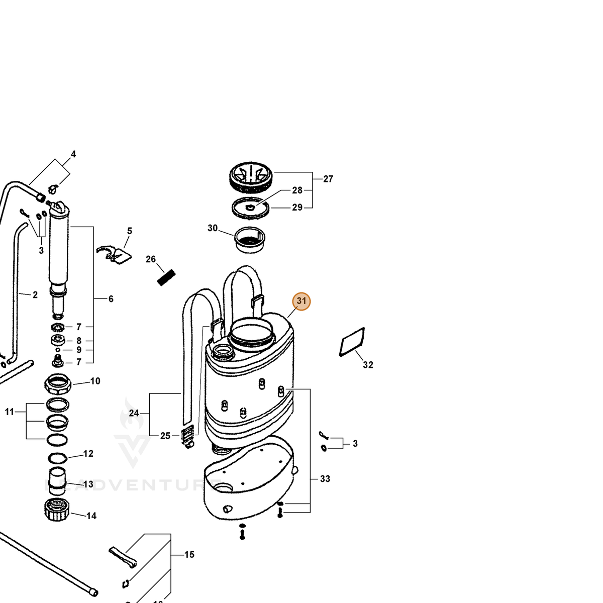 ECHO part 4177000 — IPL diagram snippet (6x zoom, amber highlight)