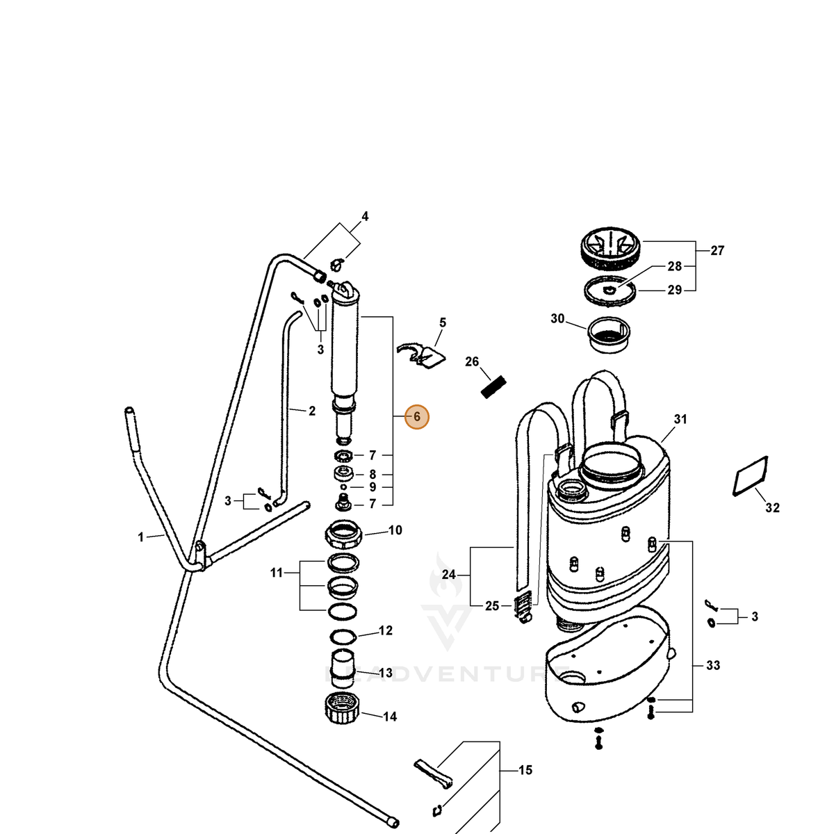ECHO part 4179000 — IPL diagram snippet (6x zoom, amber highlight)