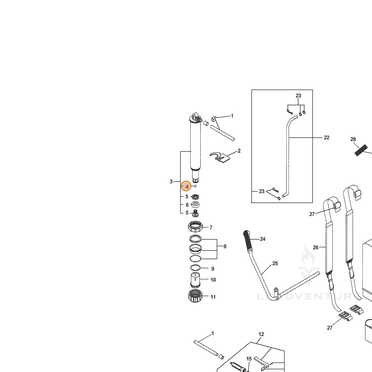 ECHO part 4182000 — IPL diagram snippet (6x zoom, amber highlight)