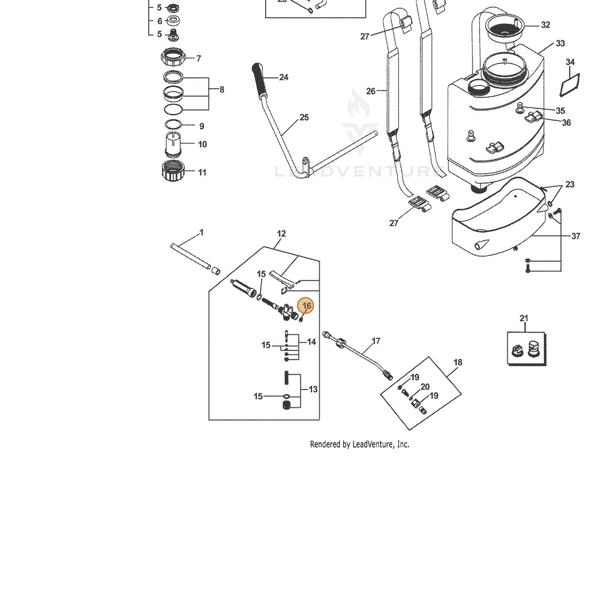 ECHO part 4200001 — IPL diagram snippet (6x zoom, amber highlight)
