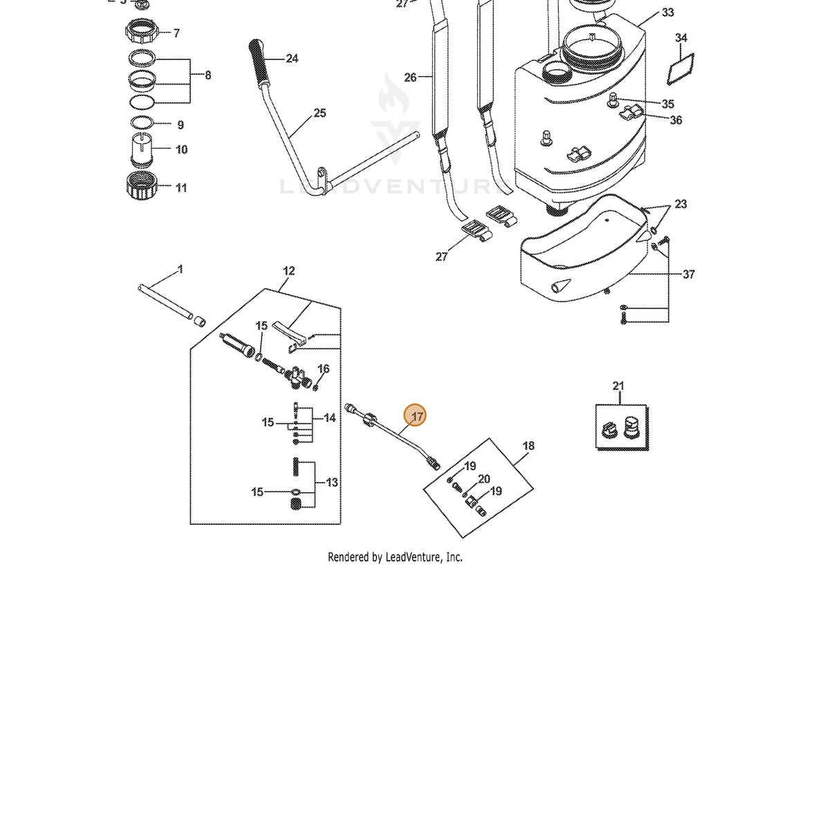 ECHO part 4230000 — IPL diagram snippet (6x zoom, amber highlight)