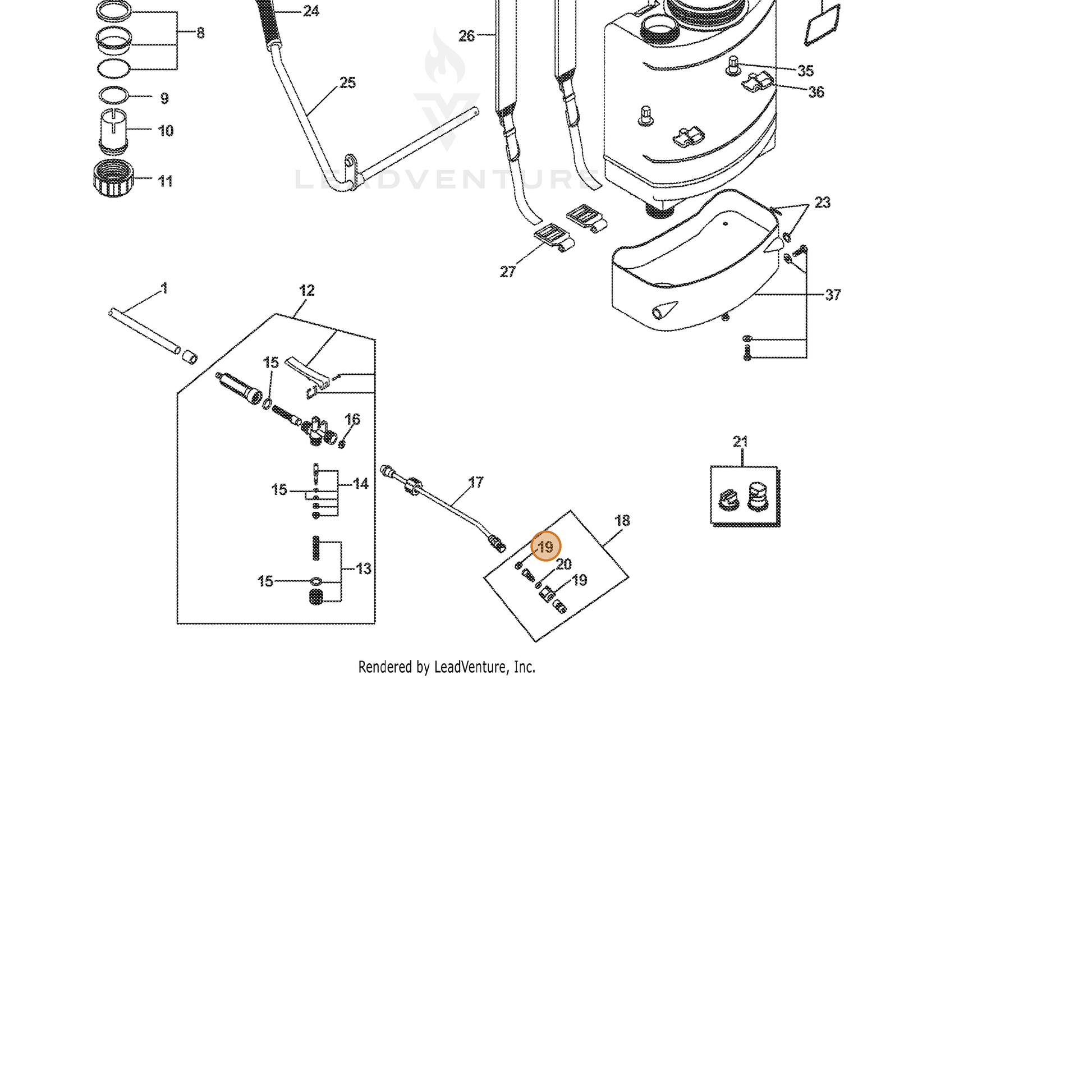 ECHO part 4240000 — IPL diagram snippet (6x zoom, amber highlight)
