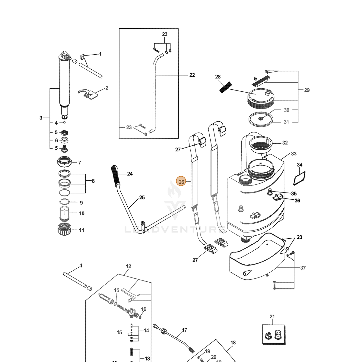 ECHO part 4284000 — IPL diagram snippet (6x zoom, amber highlight)