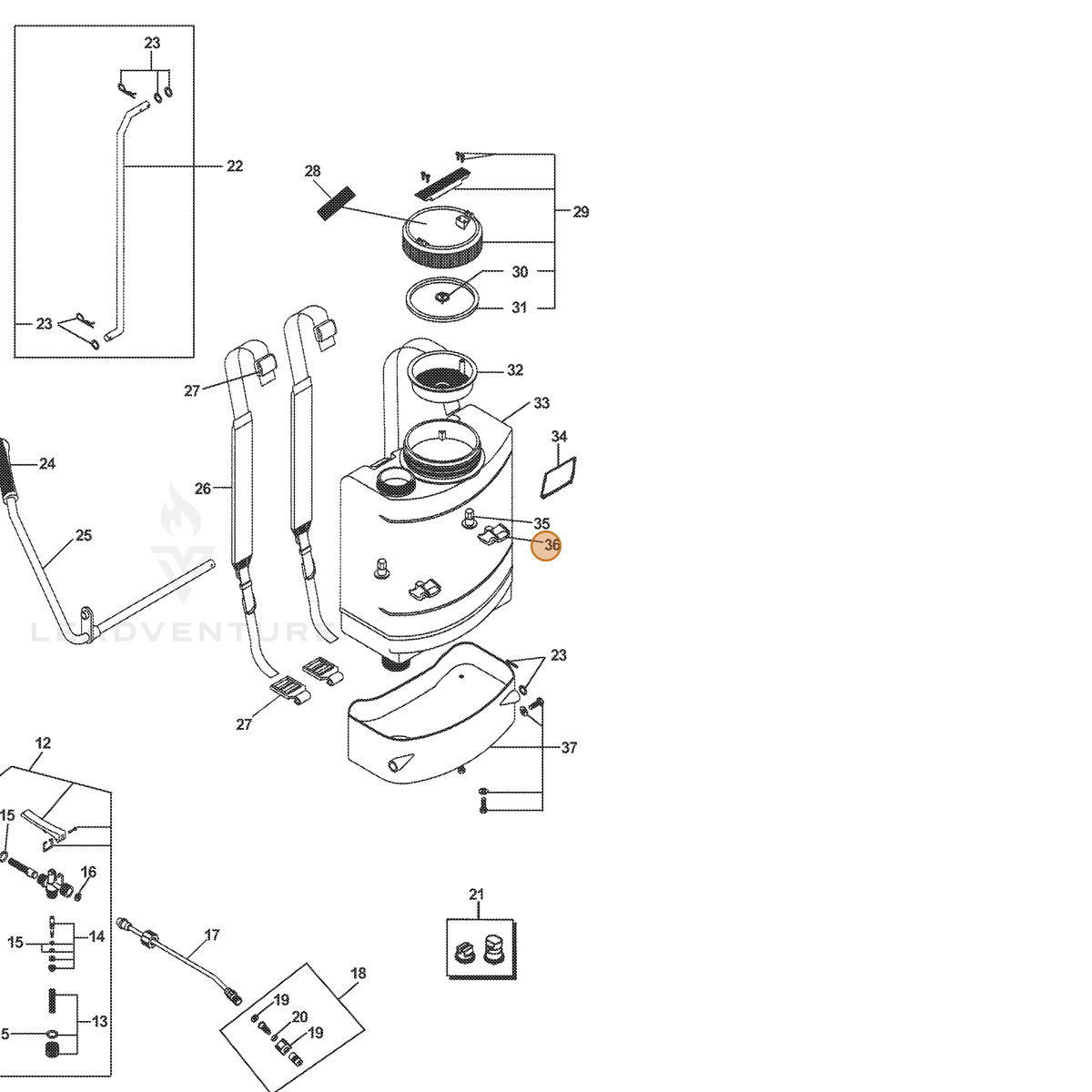 ECHO part 4303150 — IPL diagram snippet (6x zoom, amber highlight)