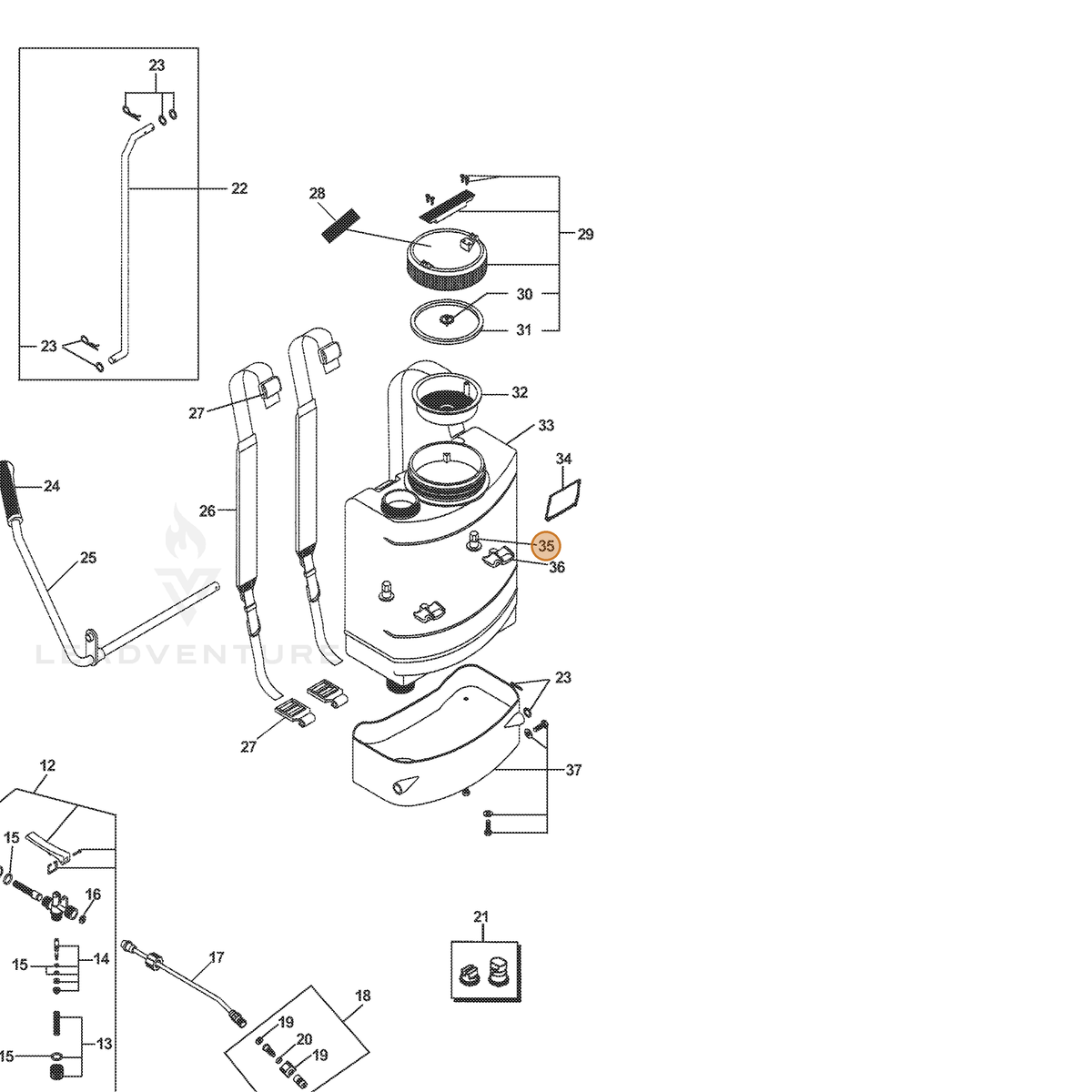 ECHO part 4304300 — IPL diagram snippet (6x zoom, amber highlight)