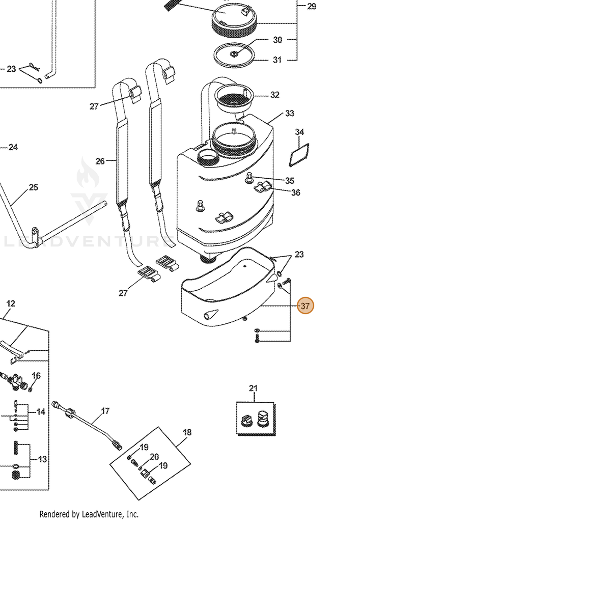 ECHO part 4304320 — IPL diagram snippet (6x zoom, amber highlight)