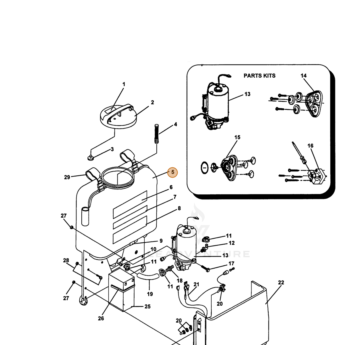 ECHO part 4310010 — IPL diagram snippet (6x zoom, amber highlight)