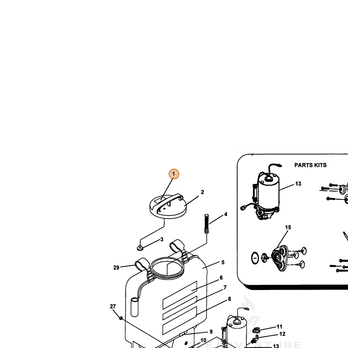 ECHO part 4310013 — IPL diagram snippet (6x zoom, amber highlight)