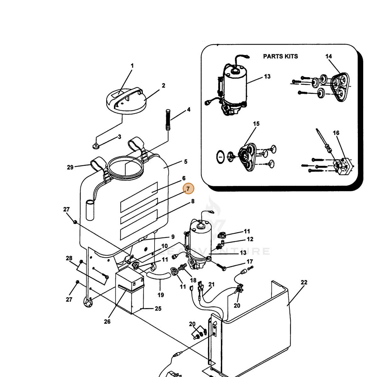 ECHO part 4310015 — IPL diagram snippet (6x zoom, amber highlight)