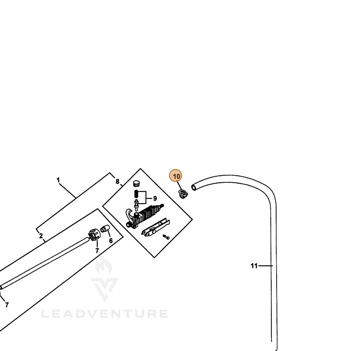 ECHO part 4310130 — IPL diagram snippet (6x zoom, amber highlight)
