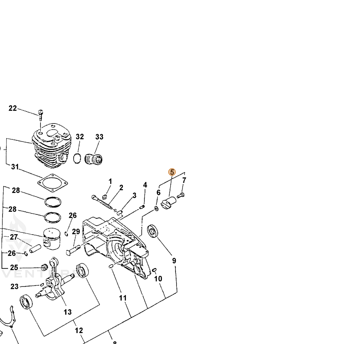 ECHO part 43300033330 — IPL diagram snippet (6x zoom, amber highlight)