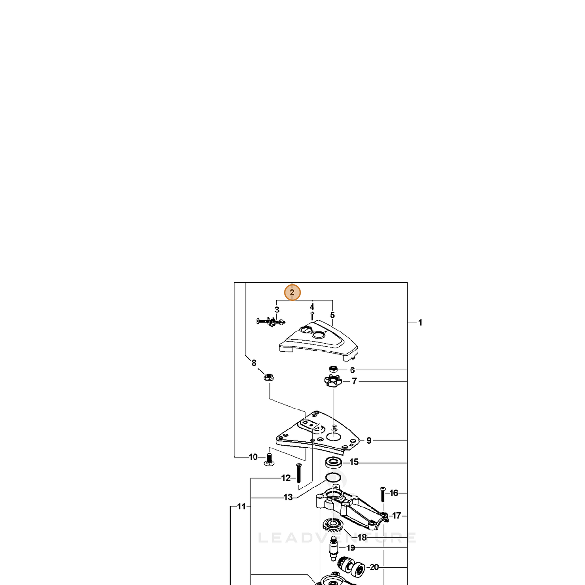ECHO part 43300122060 — IPL diagram snippet (6x zoom, amber highlight)