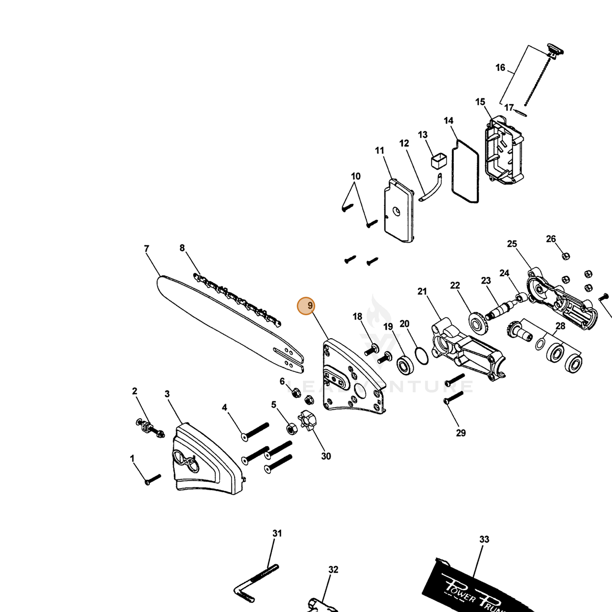 ECHO part 43300422160 — IPL diagram snippet (6x zoom, amber highlight)