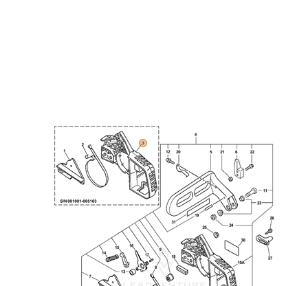 ECHO part 43300539233 — IPL diagram snippet (6x zoom, amber highlight)