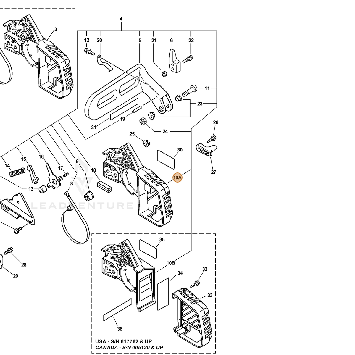ECHO part 43300539530 — IPL diagram snippet (6x zoom, amber highlight)