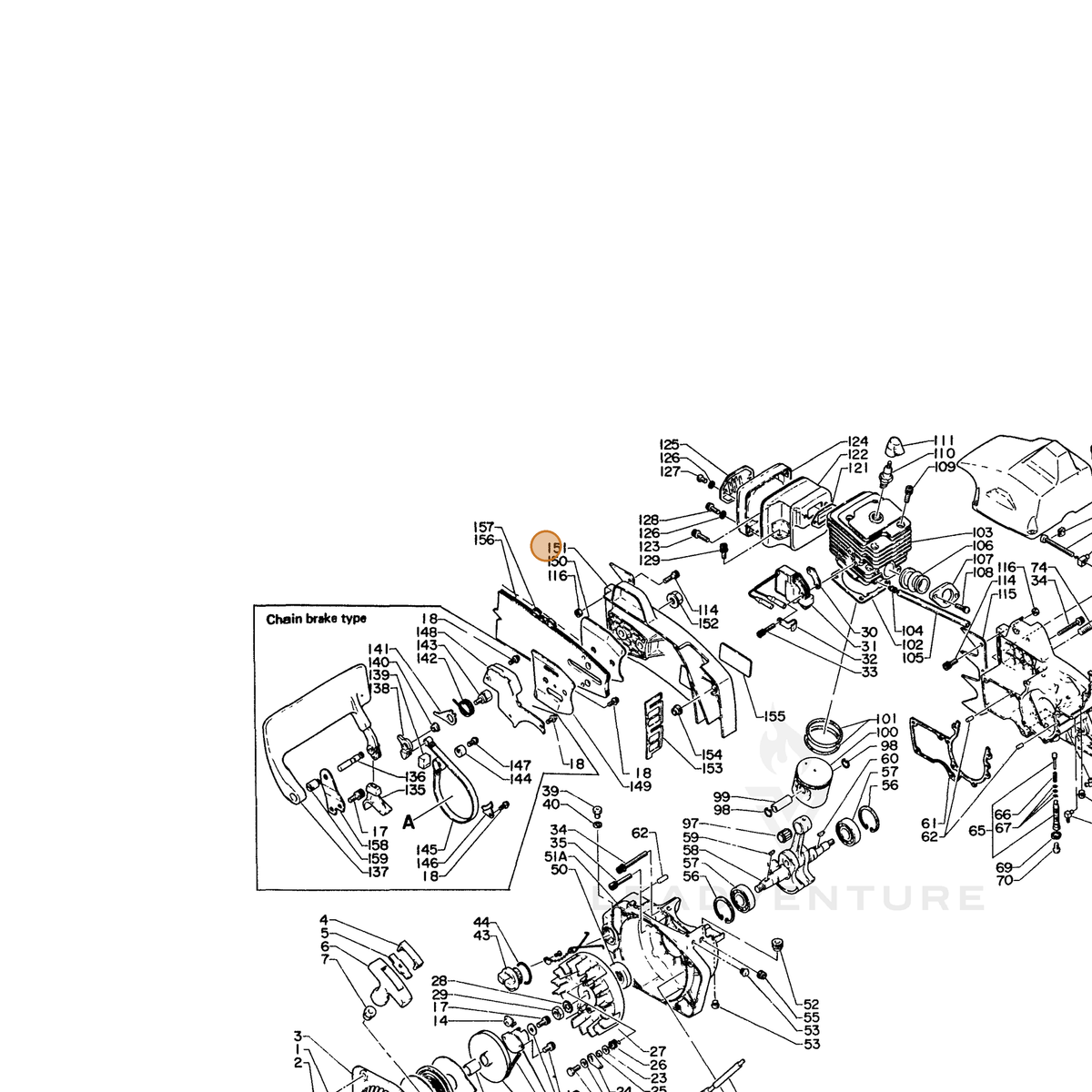 ECHO part 43301014731 — IPL diagram snippet (6x zoom, amber highlight)