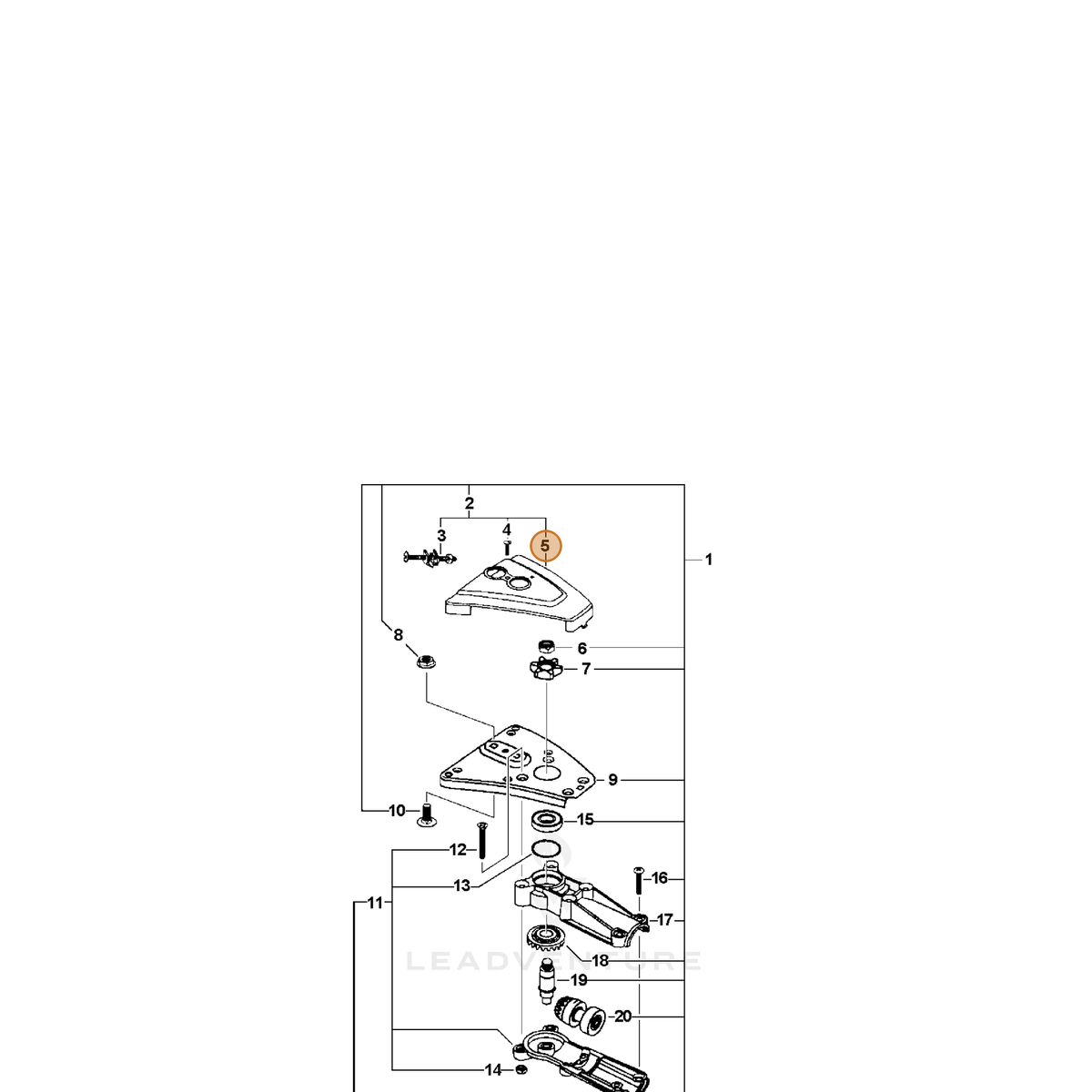 ECHO part 43301022060 — IPL diagram snippet (6x zoom, amber highlight)