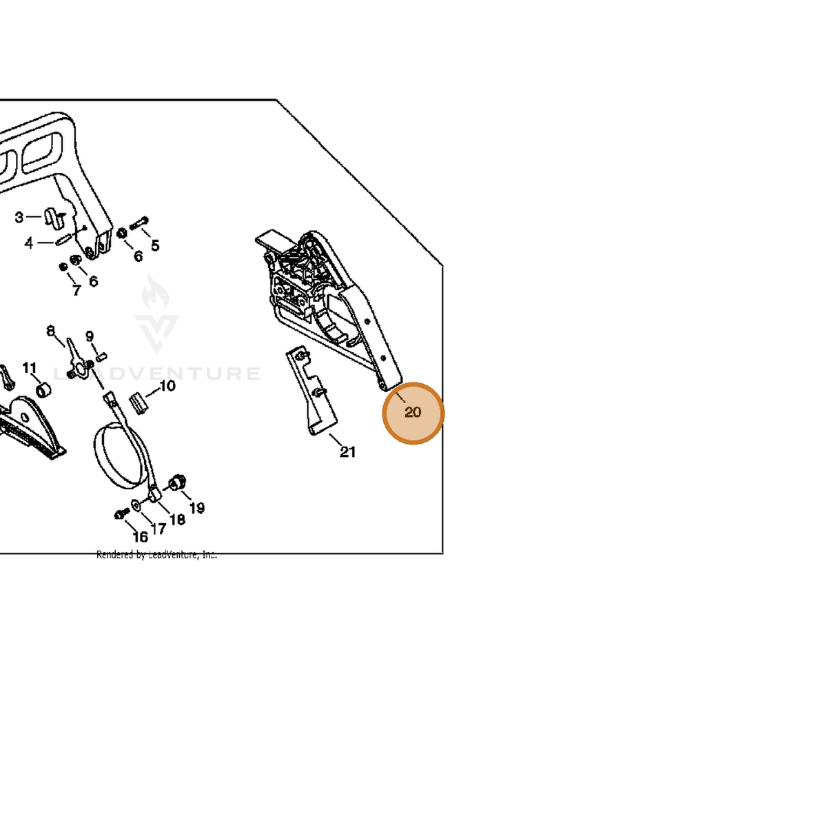 ECHO part 43301060830 — IPL diagram snippet (6x zoom, amber highlight)
