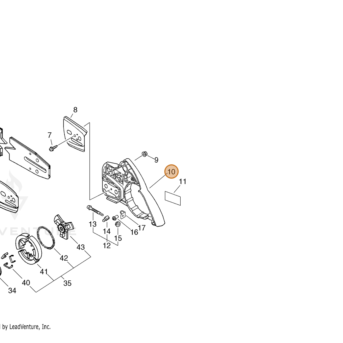 ECHO part 43301060931 — IPL diagram snippet (6x zoom, amber highlight)