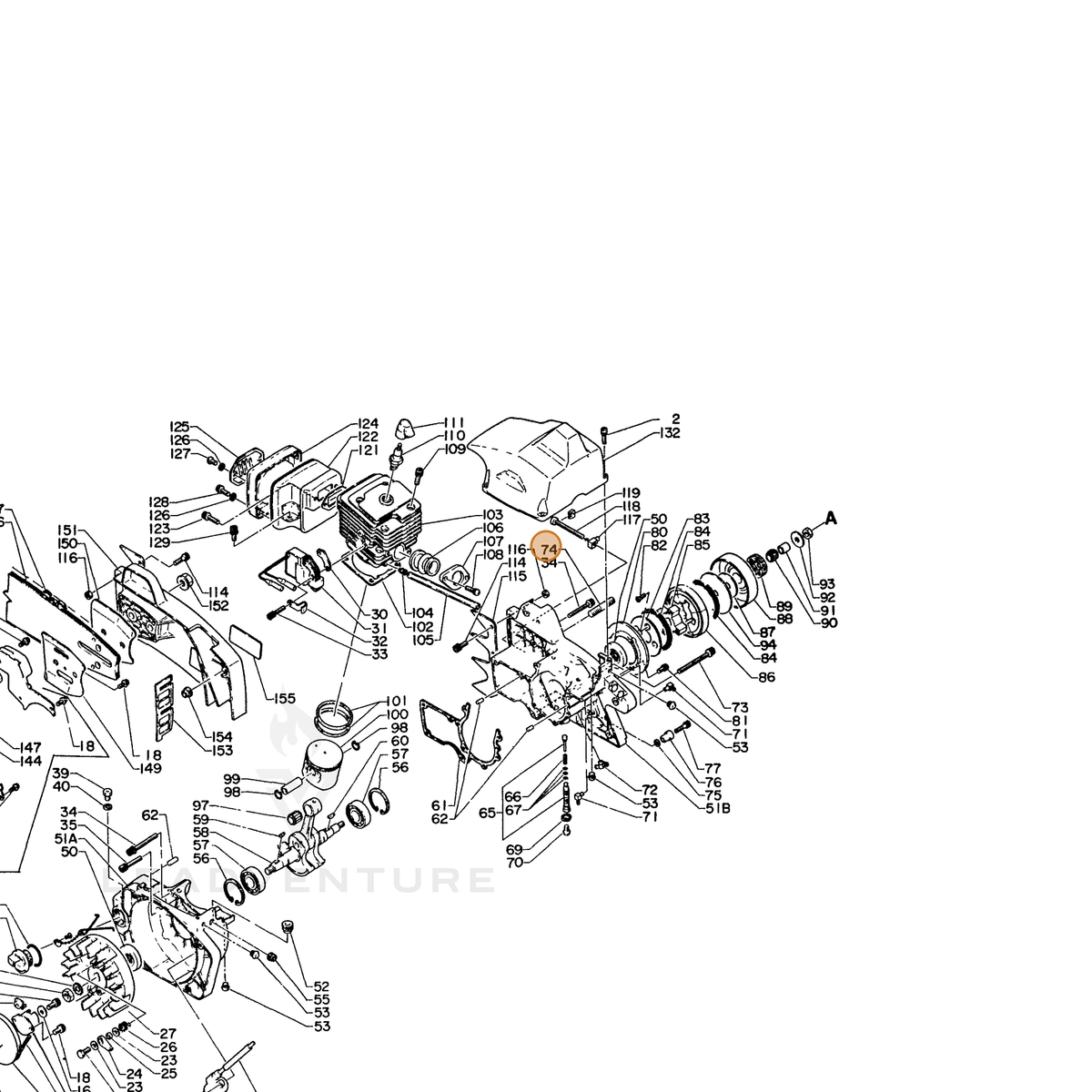 ECHO part 43301110630 — IPL diagram snippet (6x zoom, amber highlight)