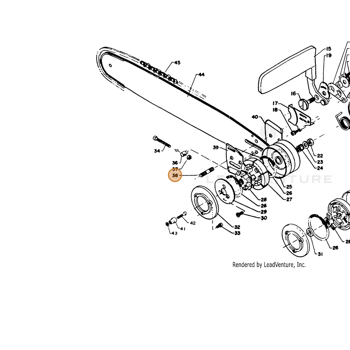 ECHO part 43301112330 — IPL diagram snippet (6x zoom, amber highlight)