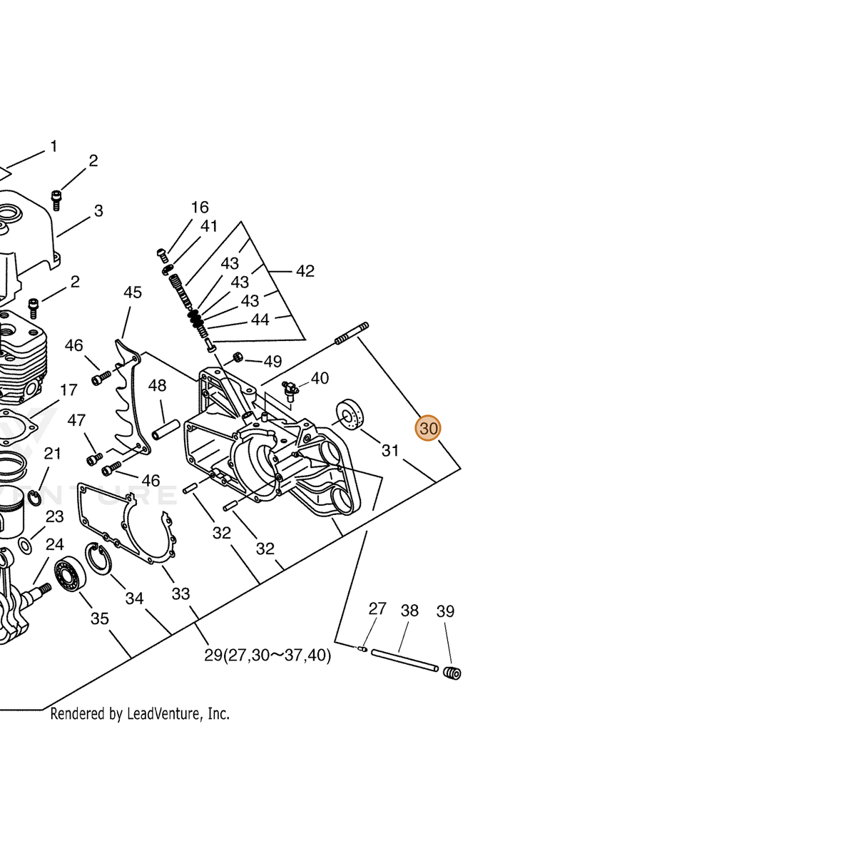 ECHO part 43301116430 — IPL diagram snippet (6x zoom, amber highlight)