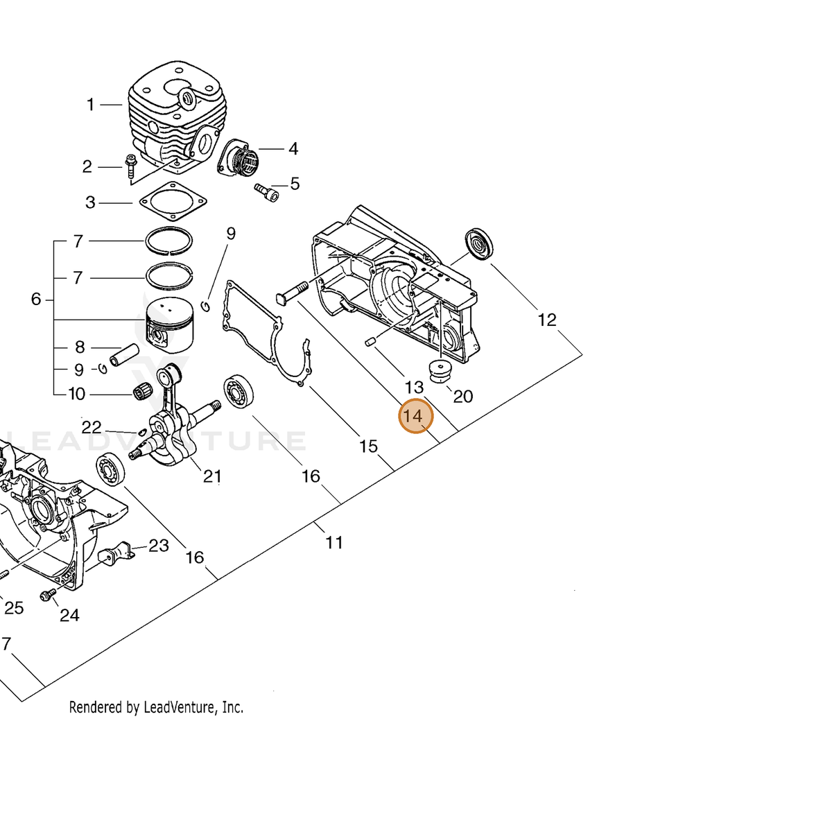 ECHO part 43301121861 — IPL diagram snippet (6x zoom, amber highlight)