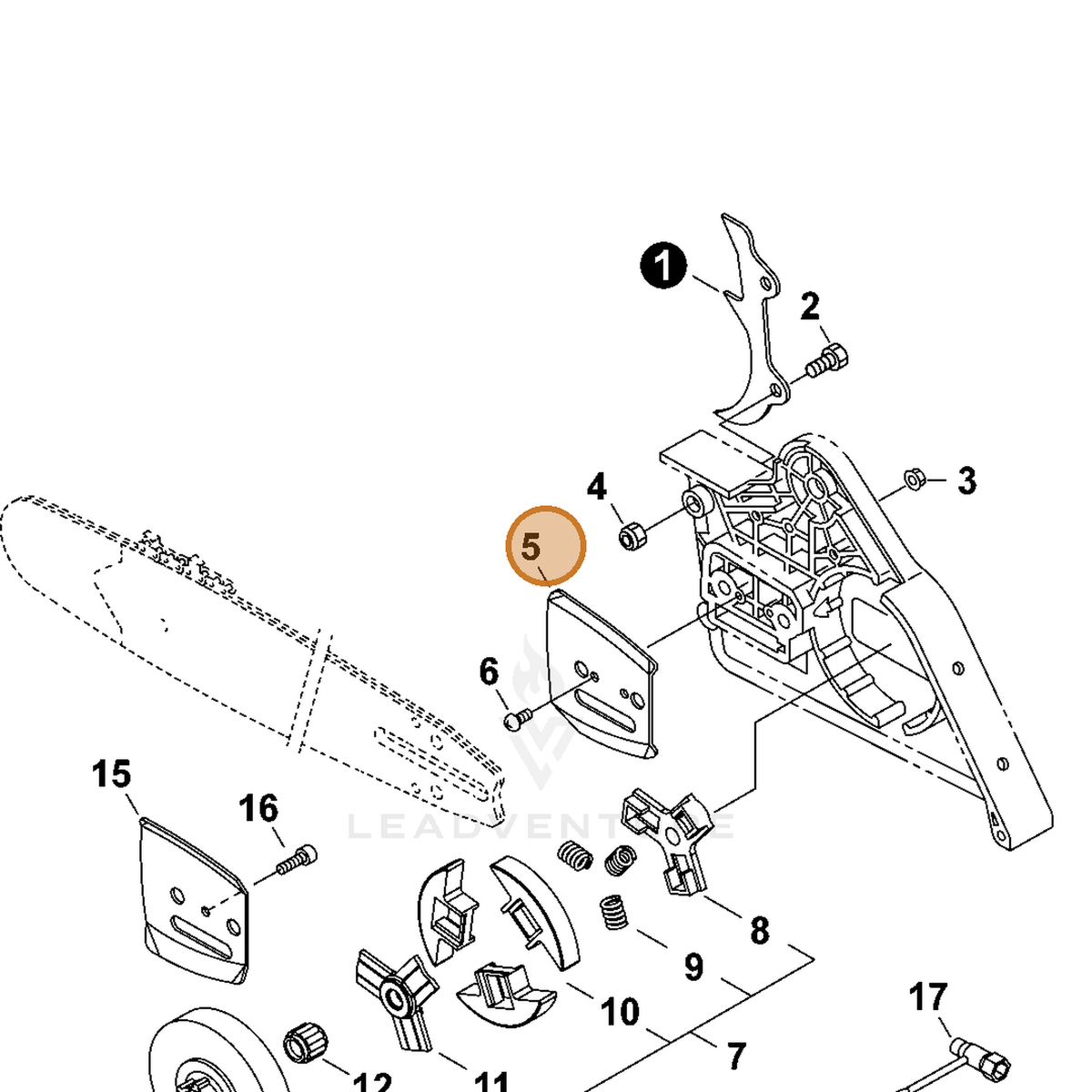 ECHO part 43301230830 — IPL diagram snippet (6x zoom, amber highlight)