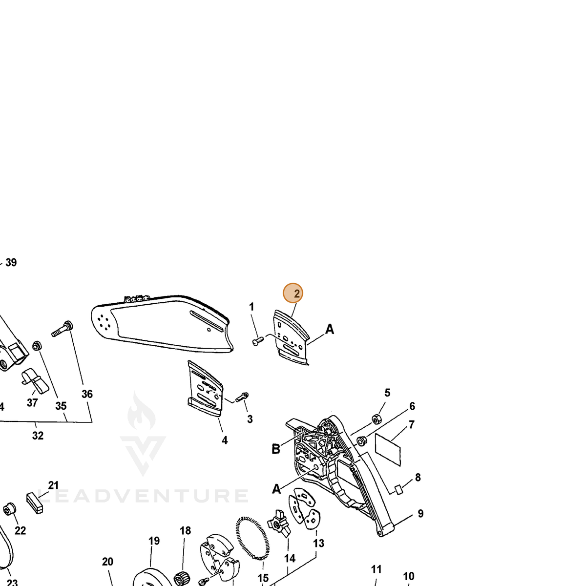 ECHO part 43301232631 — IPL diagram snippet (6x zoom, amber highlight)