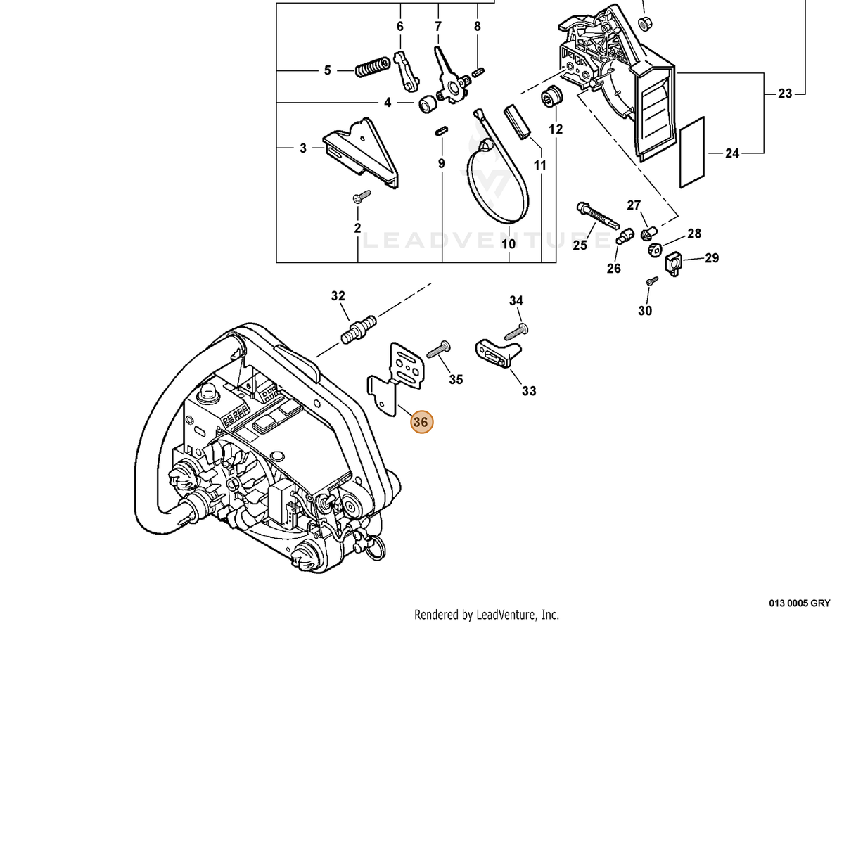 ECHO part 43301239131 — IPL diagram snippet (6x zoom, amber highlight)