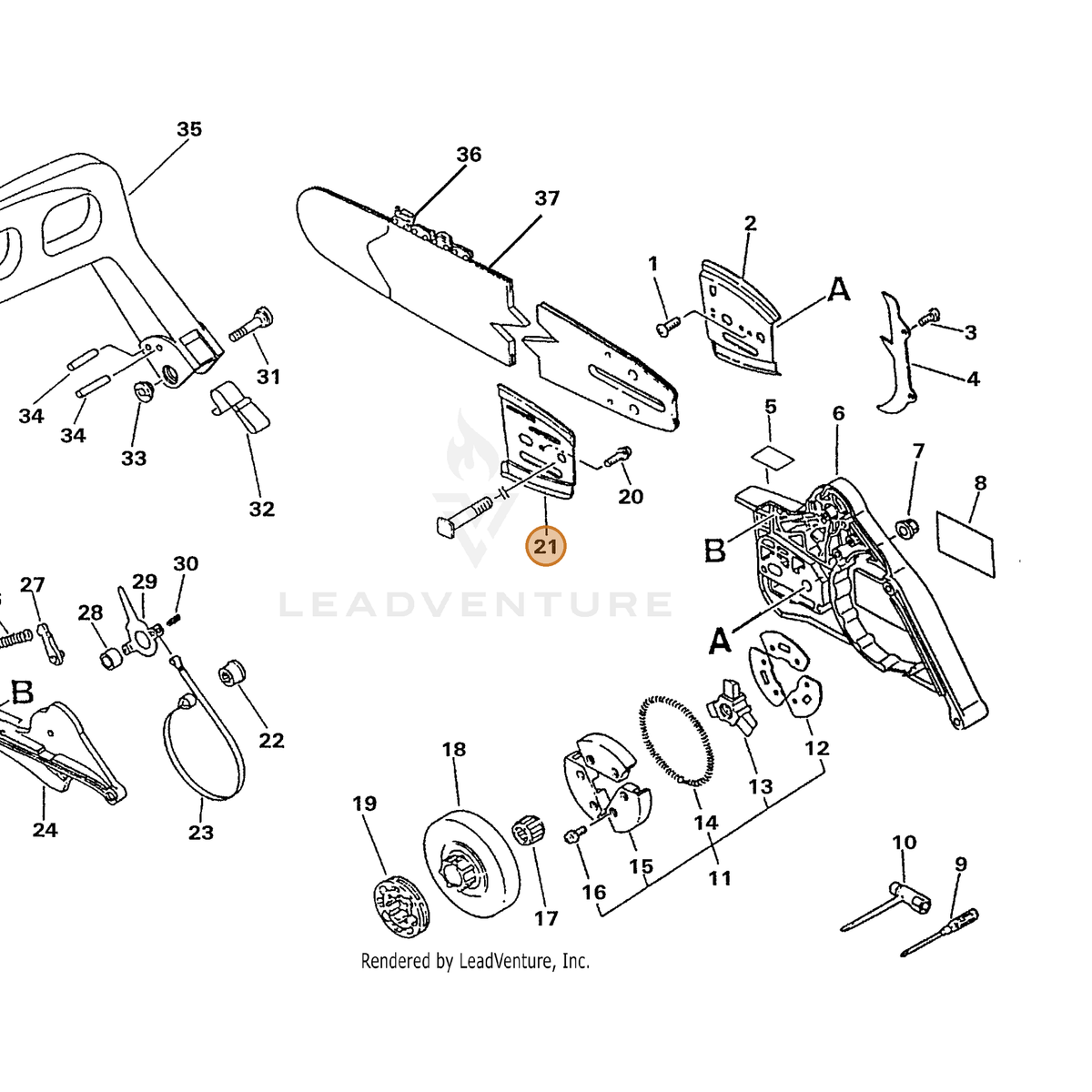ECHO part 43301319930 — IPL diagram snippet (6x zoom, amber highlight)