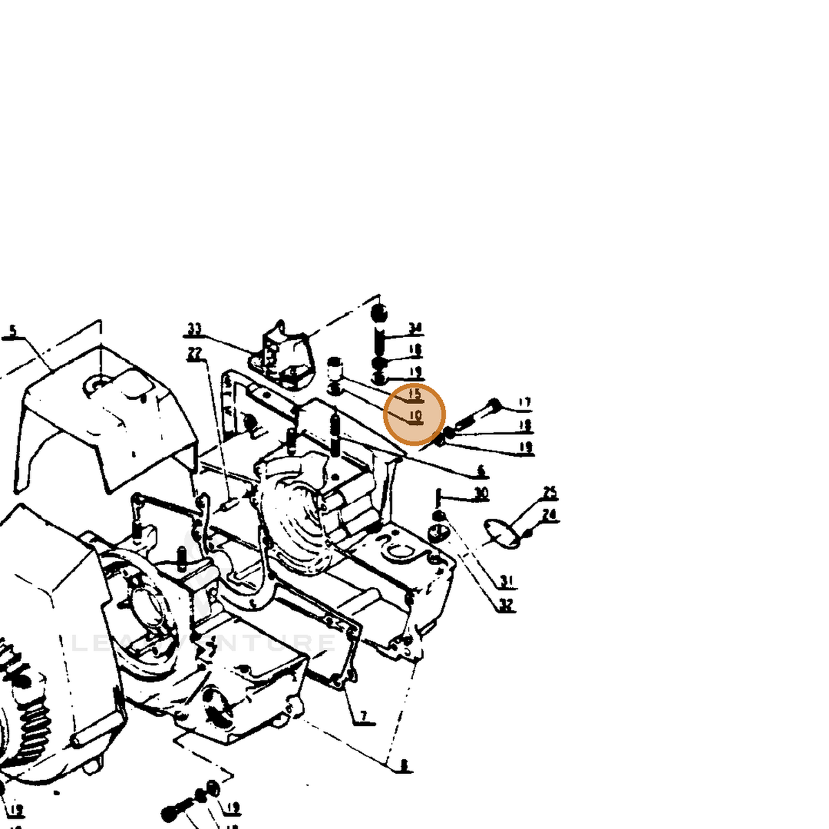 ECHO part 43301500230 — IPL diagram snippet (6x zoom, amber highlight)